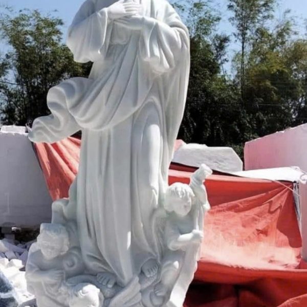 Tượng Đức Mẹ Thăng Thiên bằng đá tự nhiên nguyên khối cao 2,2 mét (ĐMLT04)