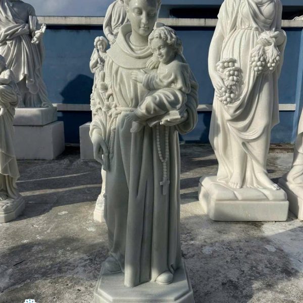 Tượng Thánh Anton bằng đá cẩm thạch xanh cao 1,2 mét (AT08)