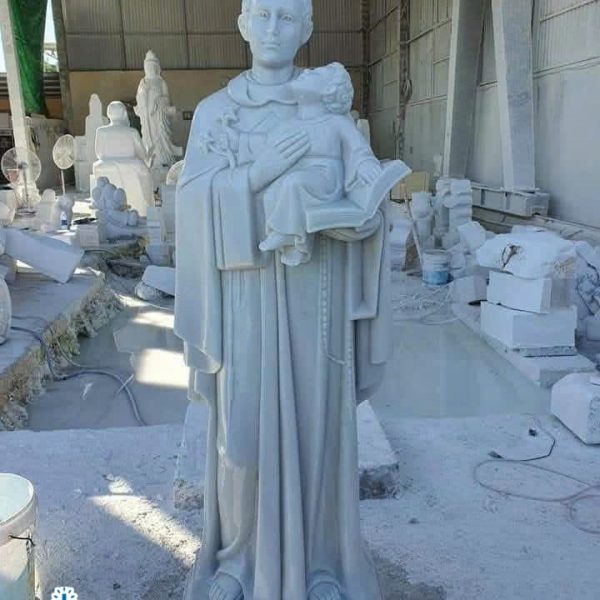 Tượng Thánh Anton bằng đá cẩm thạch tự nhiên nguyên khối cao 1,8 mét (AT05)