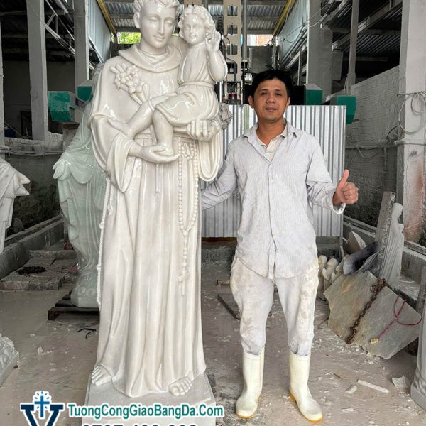 Tượng Thánh Anton bằng đá Non Nước cao 2 mét (AT06)