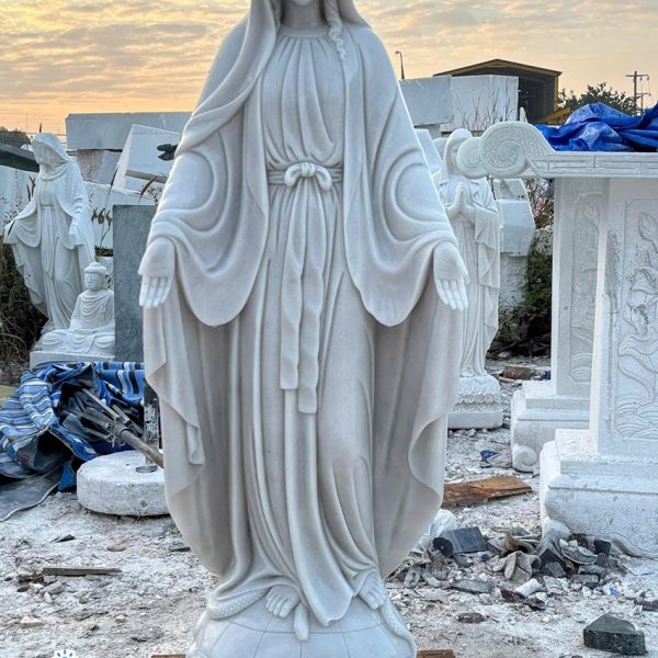 Tượng Đức Mẹ Maria bằng đá cẩm thạch tự nhiên nguyên khối cao 1,4 mét (BANƠN053)