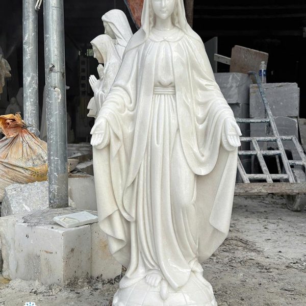 Tượng Đức Mẹ Ban Ơn cao 90 cm bằng đá trắng (BANƠN055)