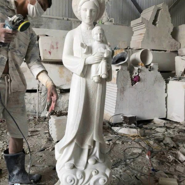 Tượng Đức Mẹ La Vang bằng đá cẩm thạch cao 1,2 mét (ĐMLV015)