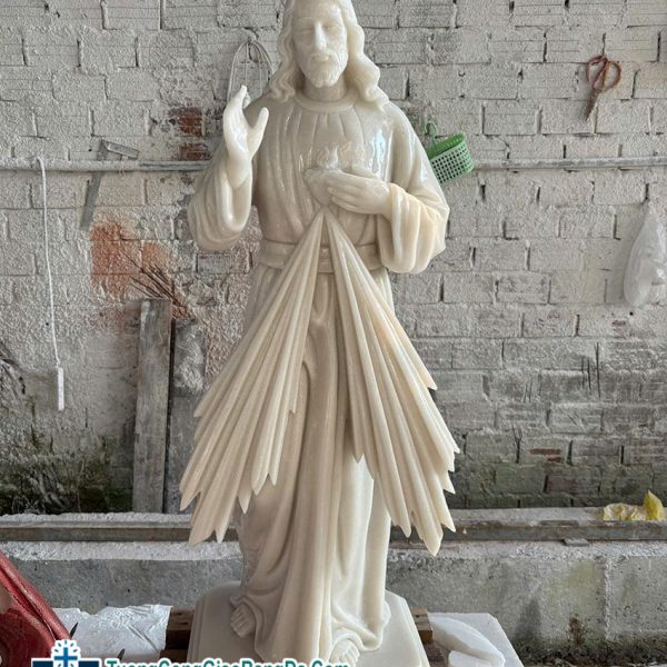Tượng Chúa Thương Xót bằng đá cẩm thạch trắng cao 1 mét (LCTX015)