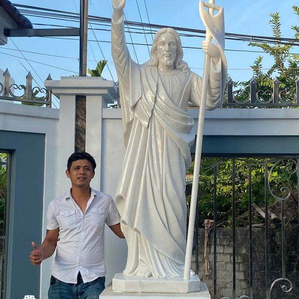 Tượng Chúa Phục Sinh bằng đá tự nhiên nguyên khối cao 2,2 mét (CPS04)