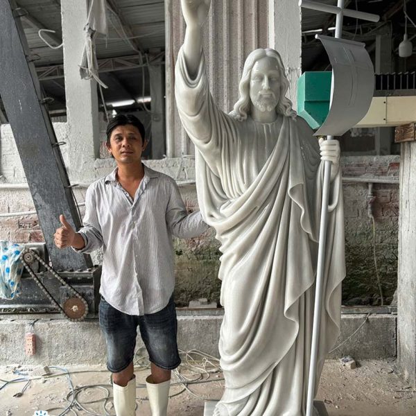 Tượng Chúa Phục Sinh bằng đá cẩm thạch nguyên khối cao 2,2 mét (CPS03)