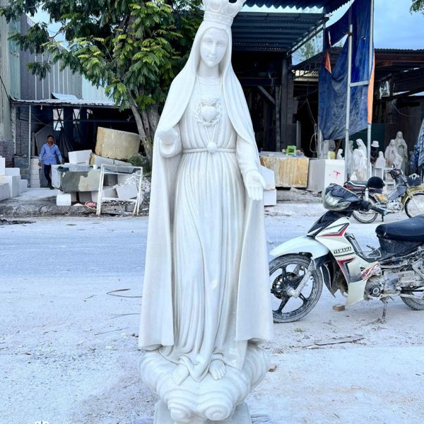 Tượng Đức Mẹ Fatima bằng đá nguyên khối 100% cao 1,5 mét (DMF19)
