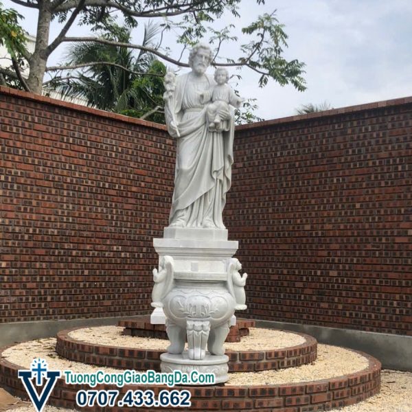 Lư hương Thiên Thần bằng đá cẩm thạch tự nhiên cao 80 cm (LH07)
